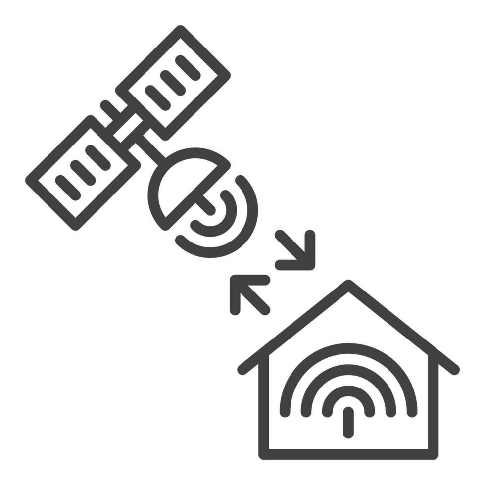 maison et Satellite vecteur Satellite l'Internet accès concept ligne icône