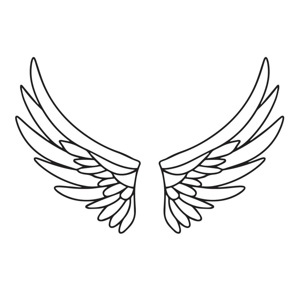 ailes dans griffonnage style. main tiré ailes de ange pour logo. ailes icône contour vecteur illustration.