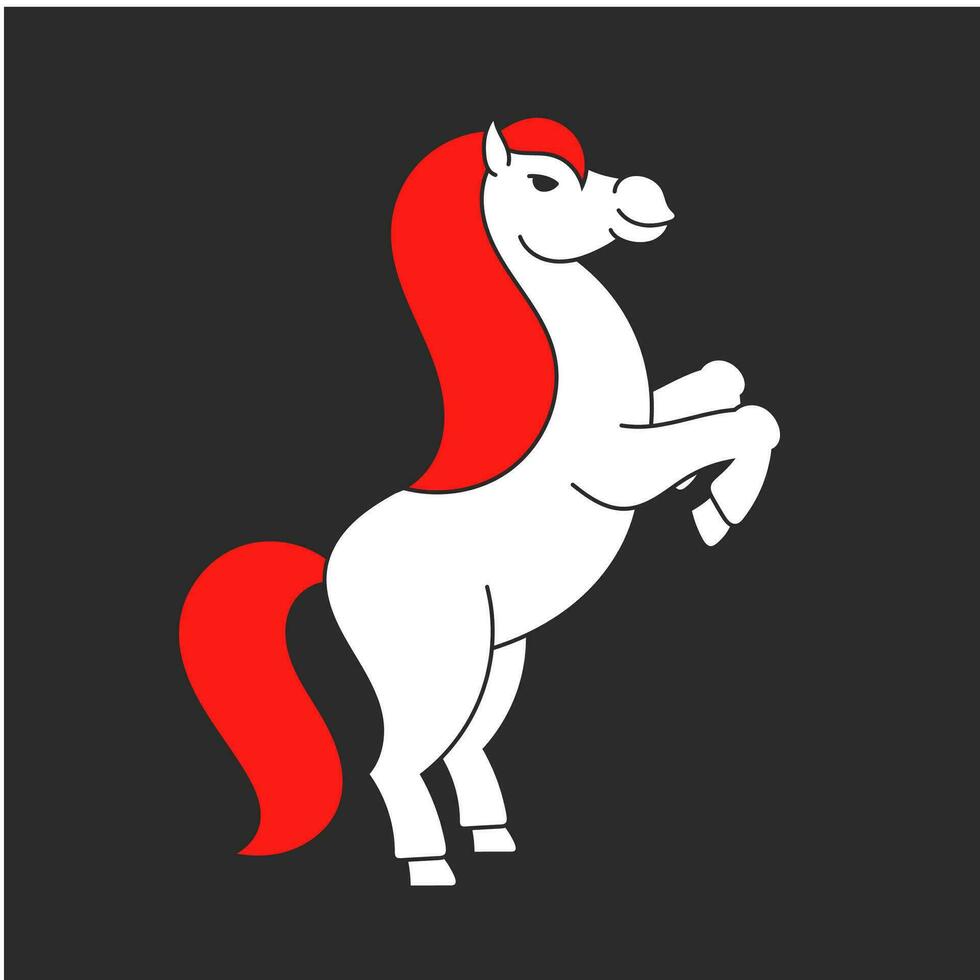 silhouette de couleur. cheval cabré. l'animal de ferme se tient sur ses pattes arrière. style de bande dessinée. illustration vectorielle plane simple. vecteur