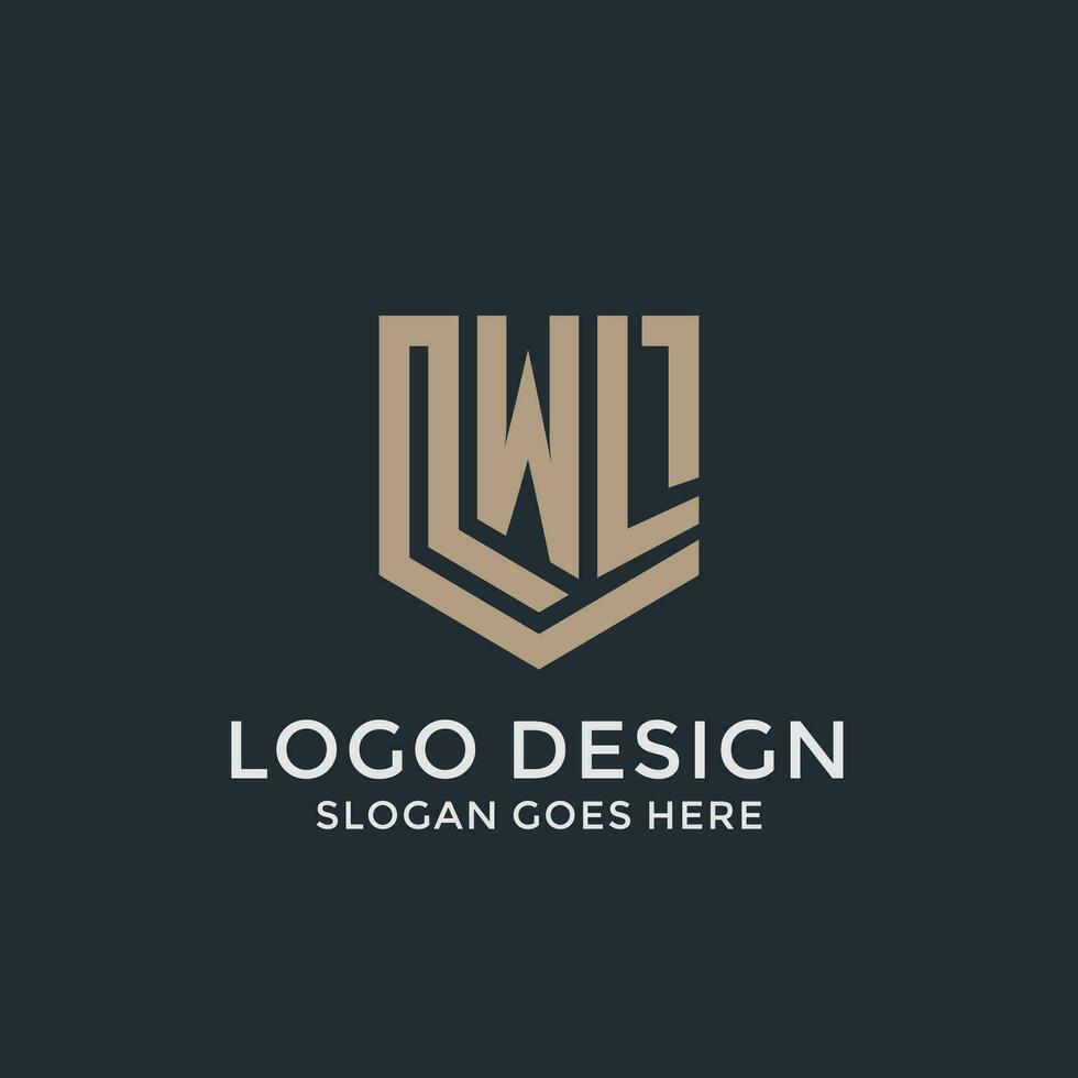 initiale wl logo bouclier garde formes logo idée vecteur