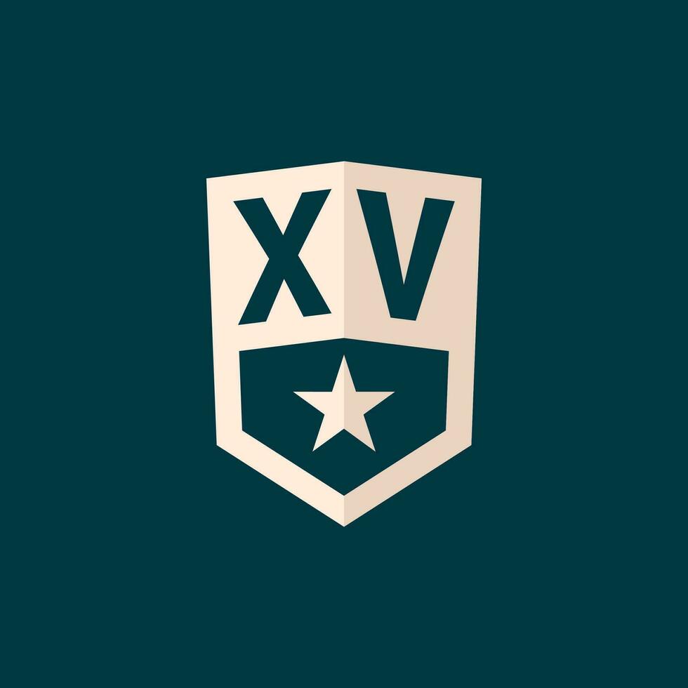 initiale xv logo étoile bouclier symbole avec Facile conception vecteur