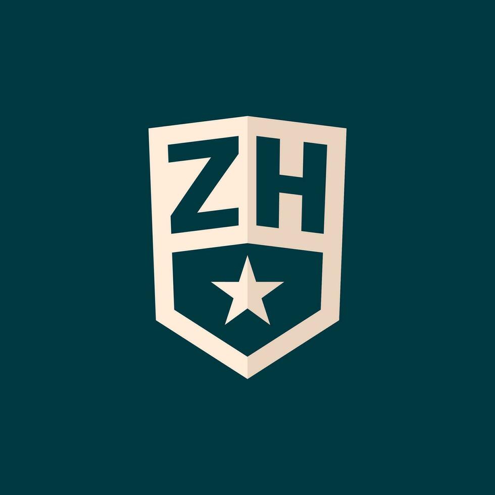 initiale zh logo étoile bouclier symbole avec Facile conception vecteur