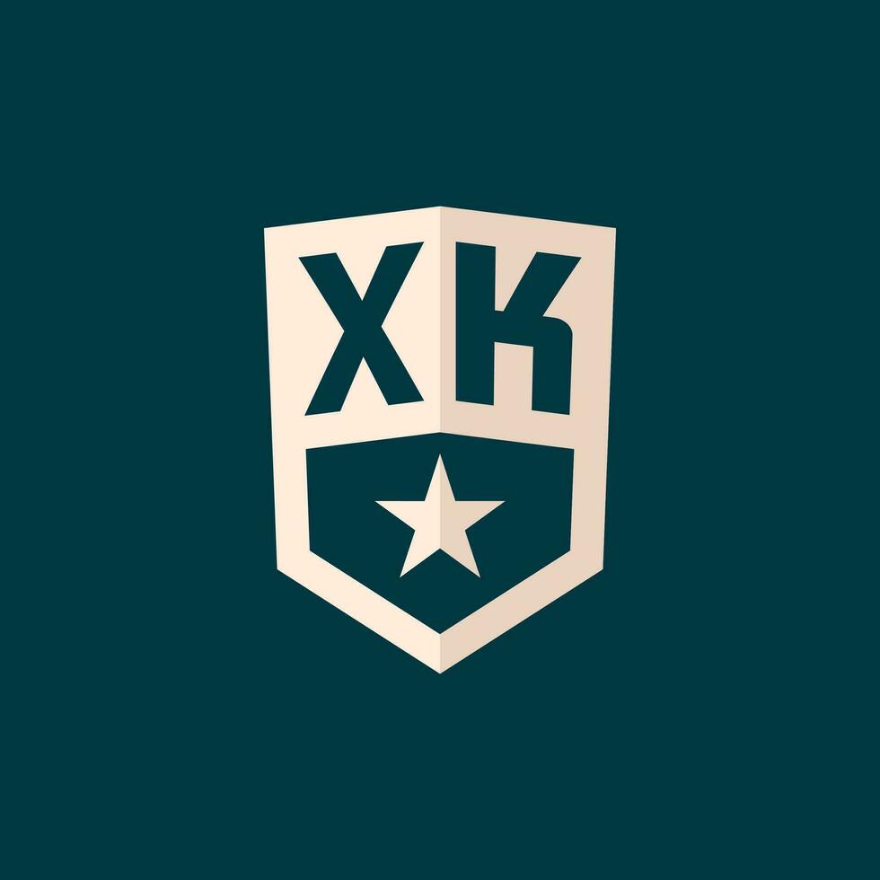 initiale xk logo étoile bouclier symbole avec Facile conception vecteur
