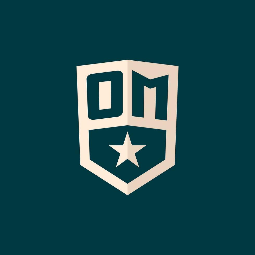initiale om logo étoile bouclier symbole avec Facile conception vecteur