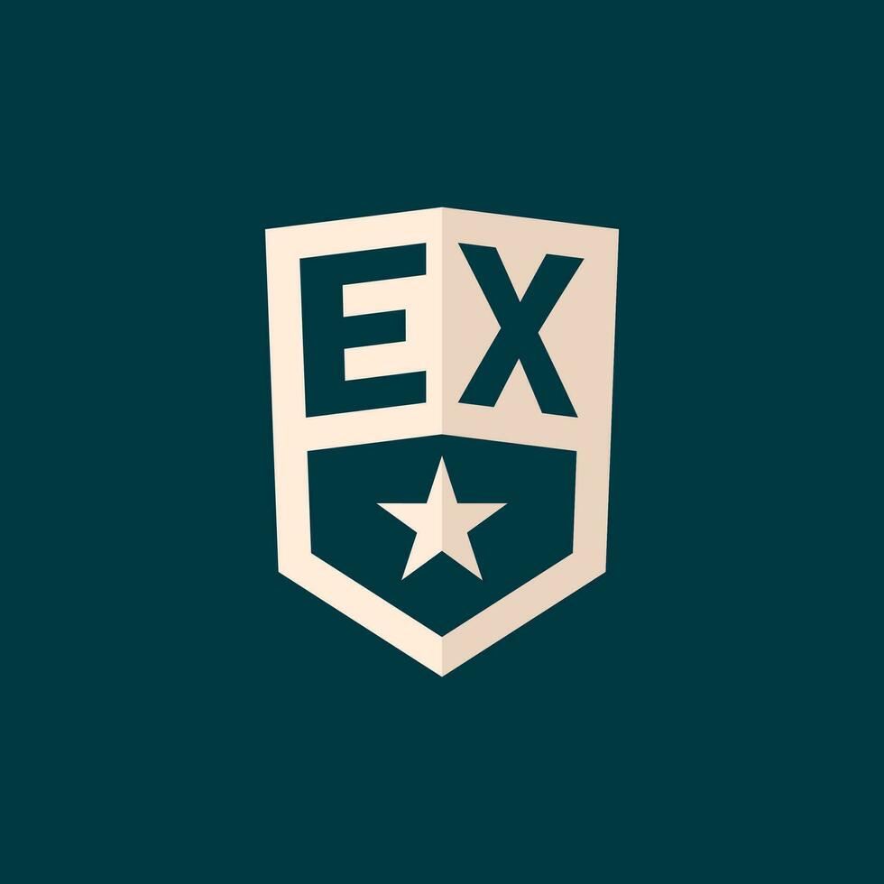 initiale ex logo étoile bouclier symbole avec Facile conception vecteur