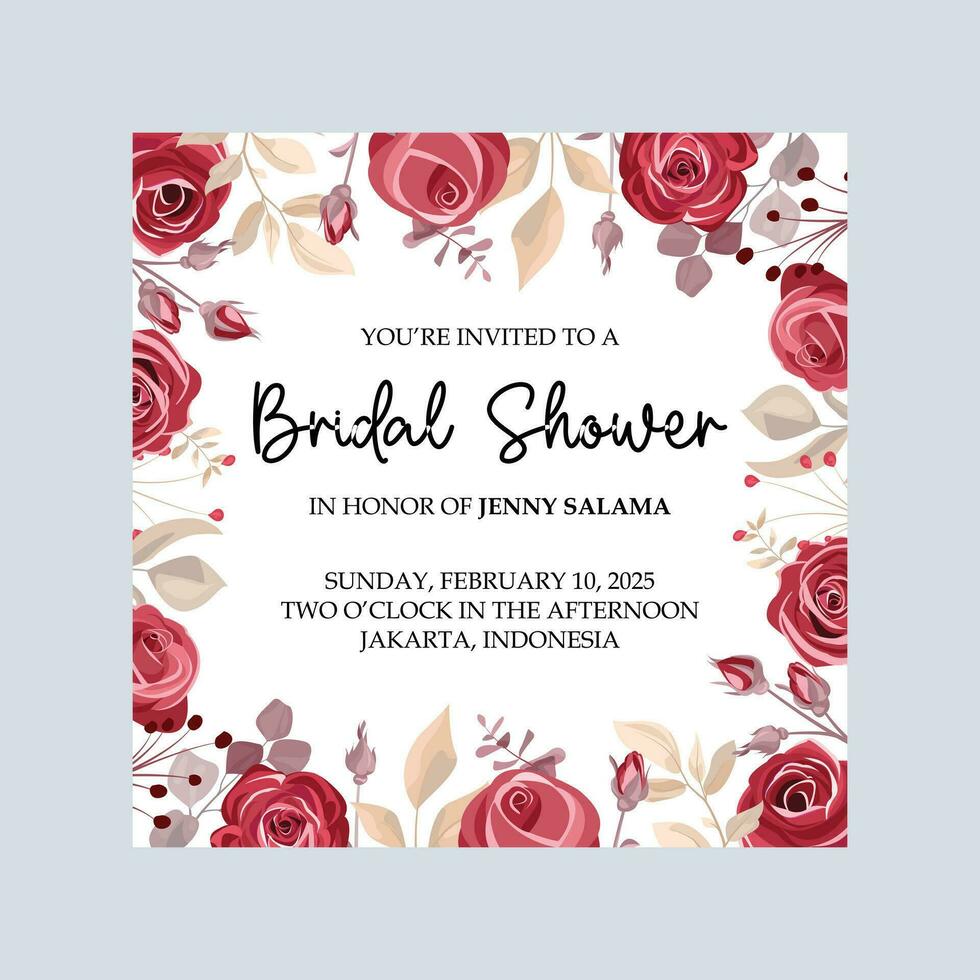 floral de mariée couronne mariage invitation avec bordeaux des roses vecteur