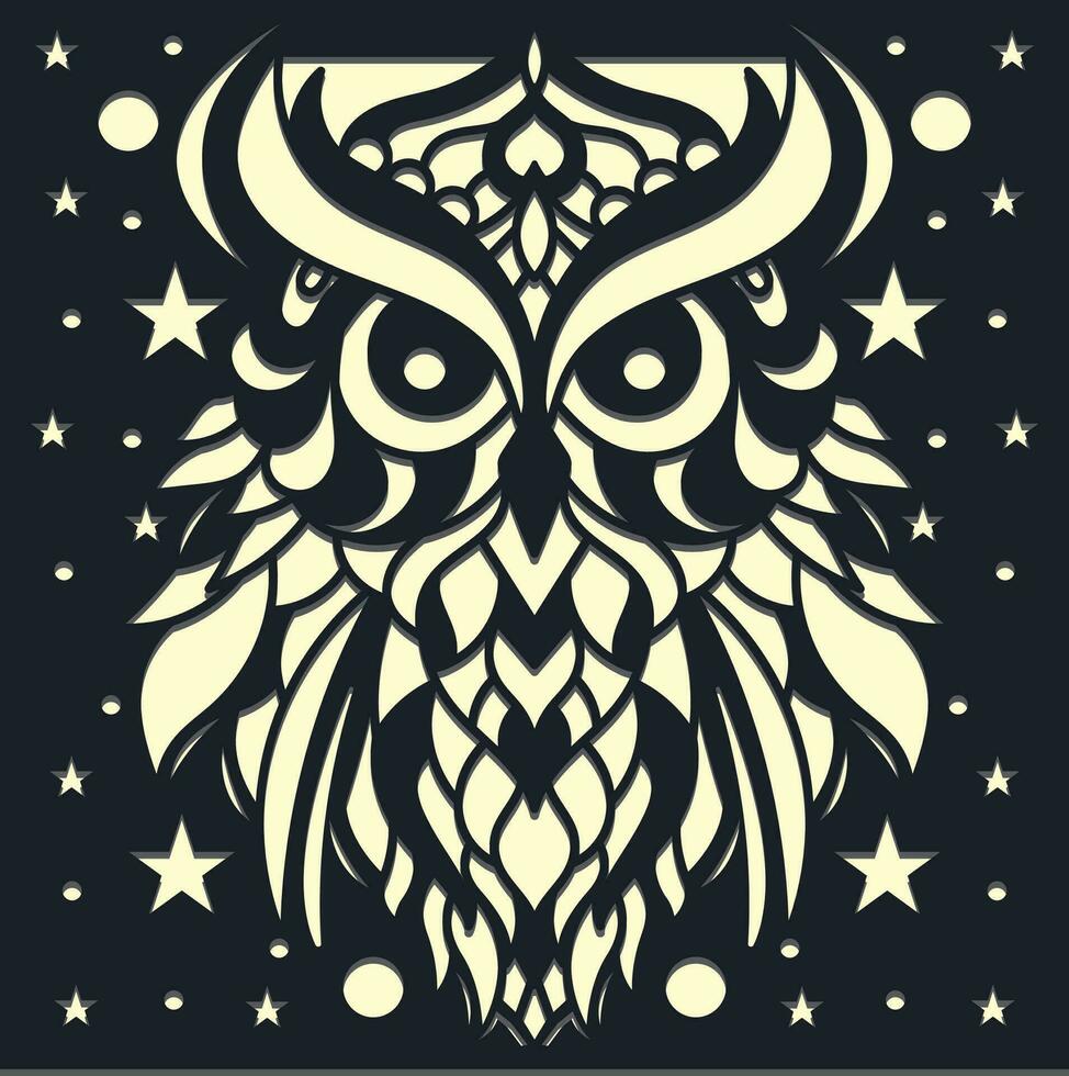 hibou invitaion carte laser Couper conception 3d hibou ombre boîte laser Couper conception vecteur