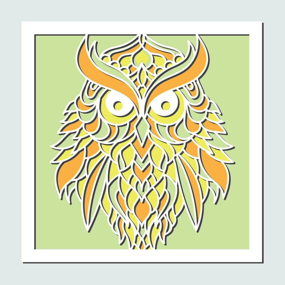 hibou invitaion carte laser Couper conception 3d hibou ombre boîte laser Couper conception vecteur