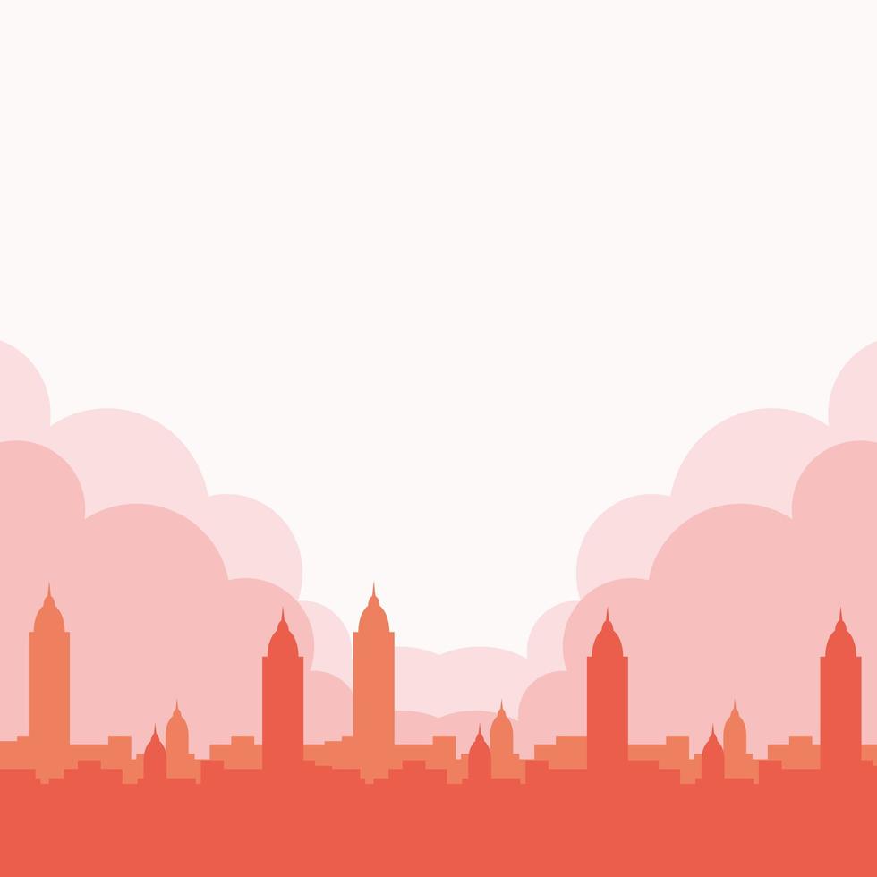 conception de vecteur de silhouette de bâtiments de la ville rouge