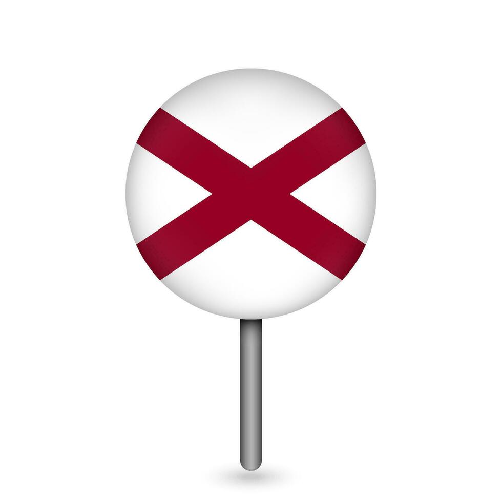 pointeur de carte avec le drapeau de l'alabama. illustration vectorielle. vecteur