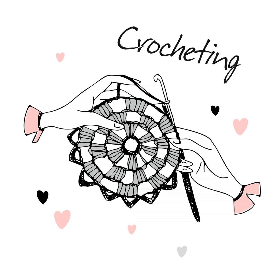 crochet.mains tricotant une serviette. logo. vecteur. vecteur