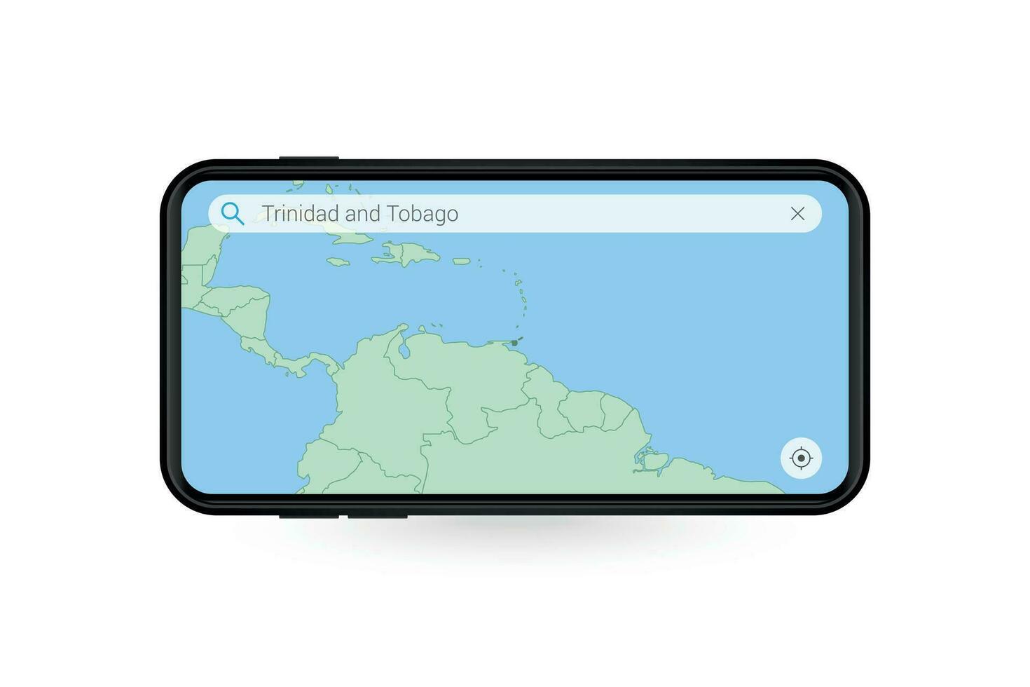 recherche carte de Trinidad et Tobago dans téléphone intelligent carte application. carte de Trinidad et Tobago dans cellule téléphone. vecteur