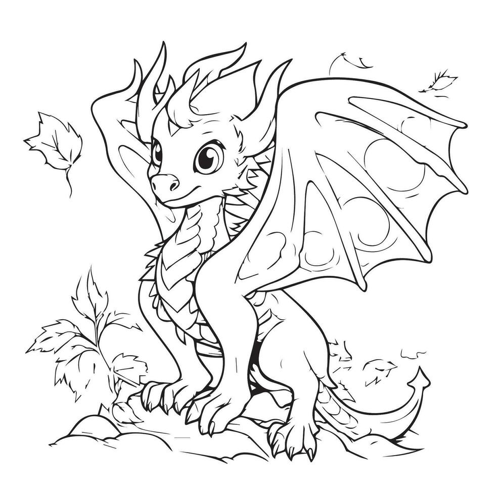 coloriage de dragon pour les enfants vecteur