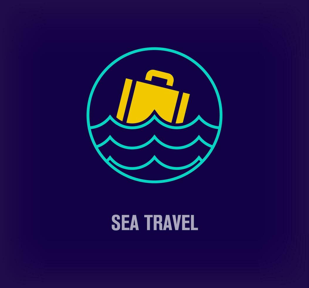 Créatif vacances valise et mer rond logo. unique Couleur transitions. Créatif vacances, Voyage et tour logo modèle. vecteur