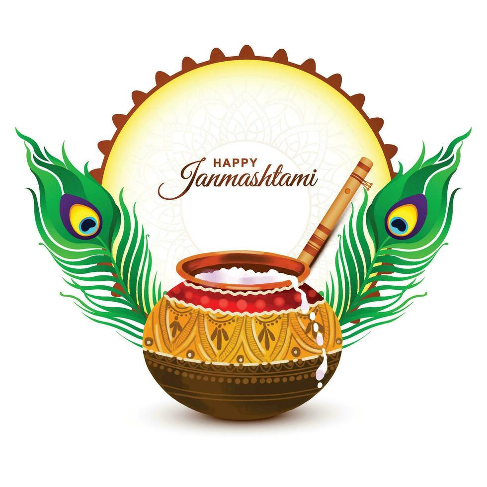 joyeux festival janmashtami de l'inde seigneur krishna beau fond de carte vecteur