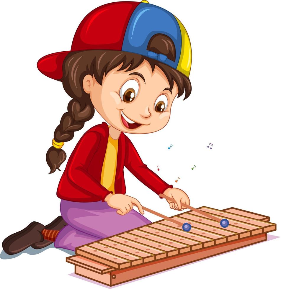 un personnage de dessin animé de fille jouant du xylophone vecteur