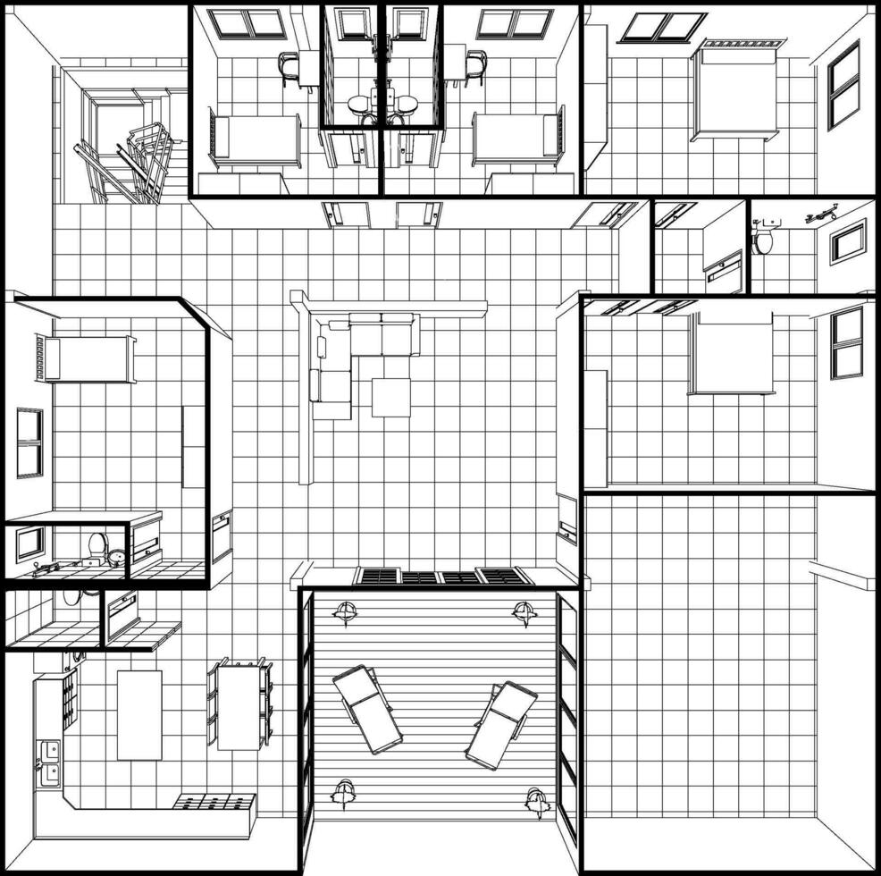 3d illustration de Résidentiel projet vecteur