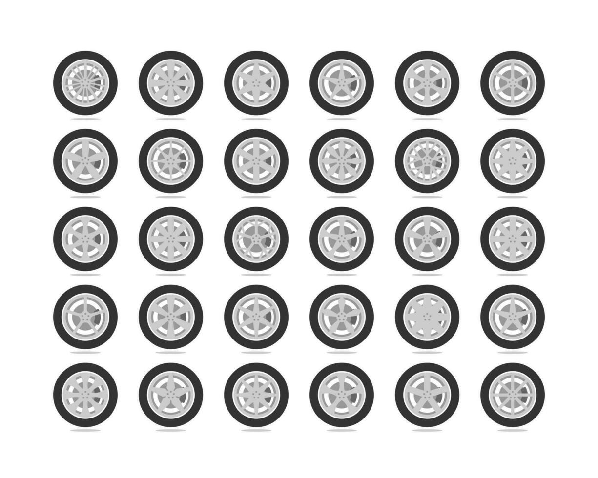 régler les pneus et les roues. vecteur d'icône de voiture de roue de disque.