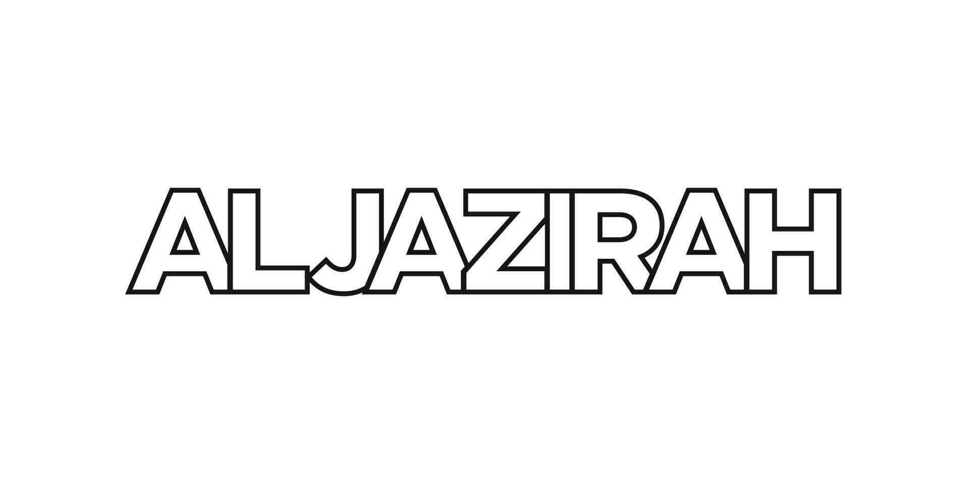 Al jazira dans le Soudan emblème. le conception Caractéristiques une géométrique style, vecteur illustration avec audacieux typographie dans une moderne Police de caractère. le graphique slogan caractères.