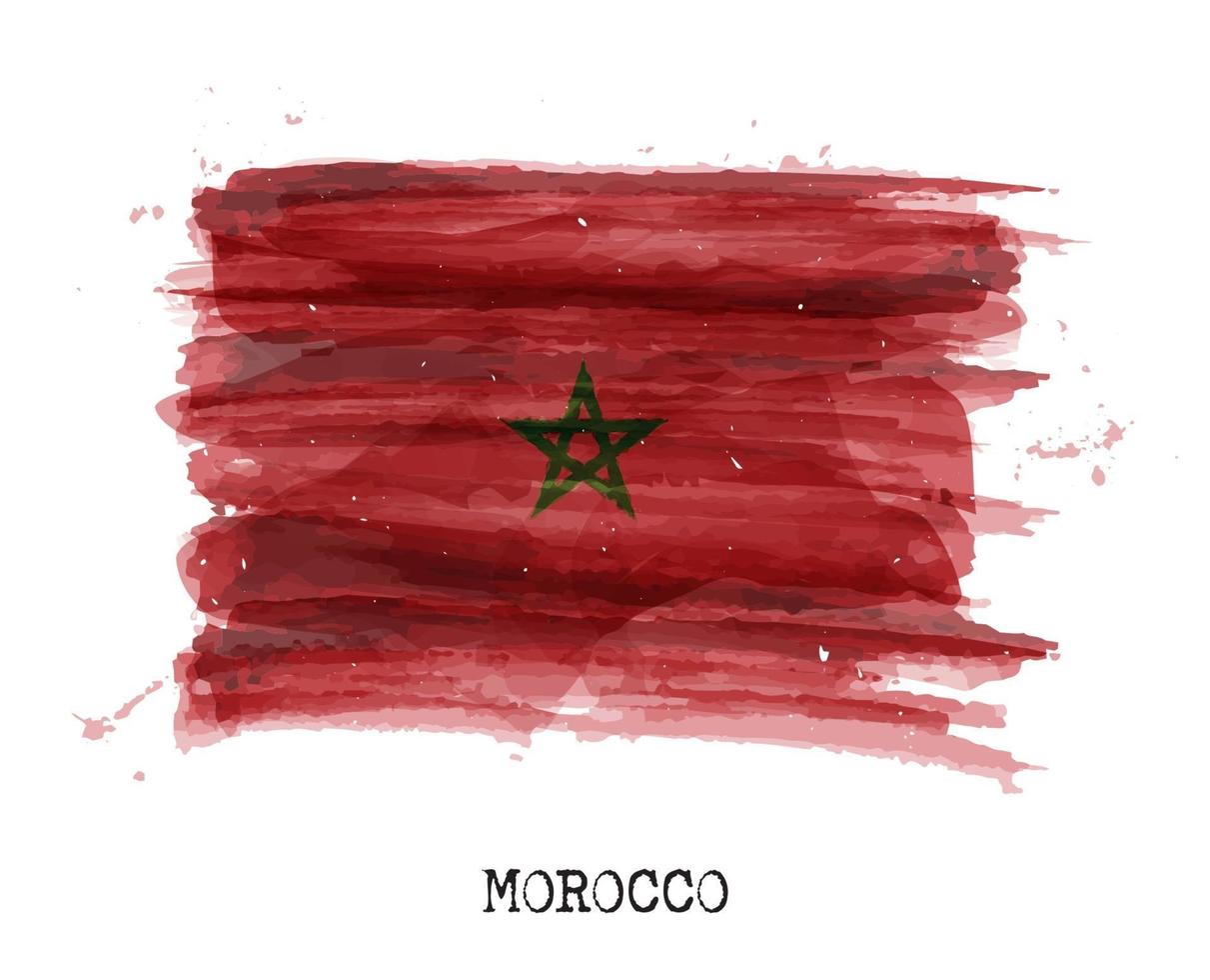 drapeau de conception de peinture à l'aquarelle du maroc. vecteur. vecteur