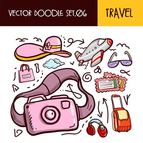 Icône de doodles de voyage vecteur