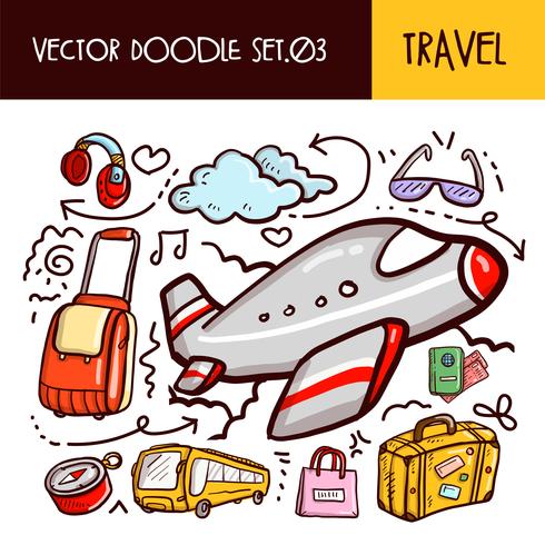 Icône de doodles de voyage vecteur