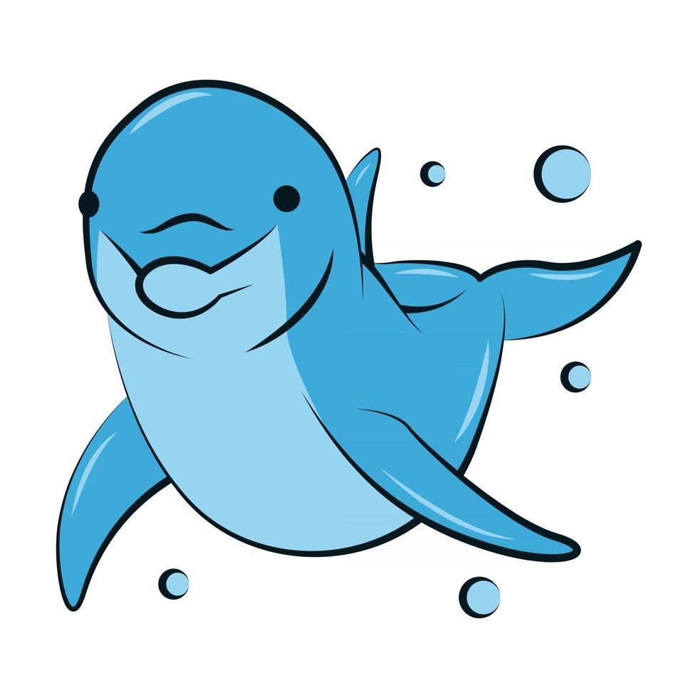 illustration vectorielle de couleur plate d'un dauphin bleu vecteur
