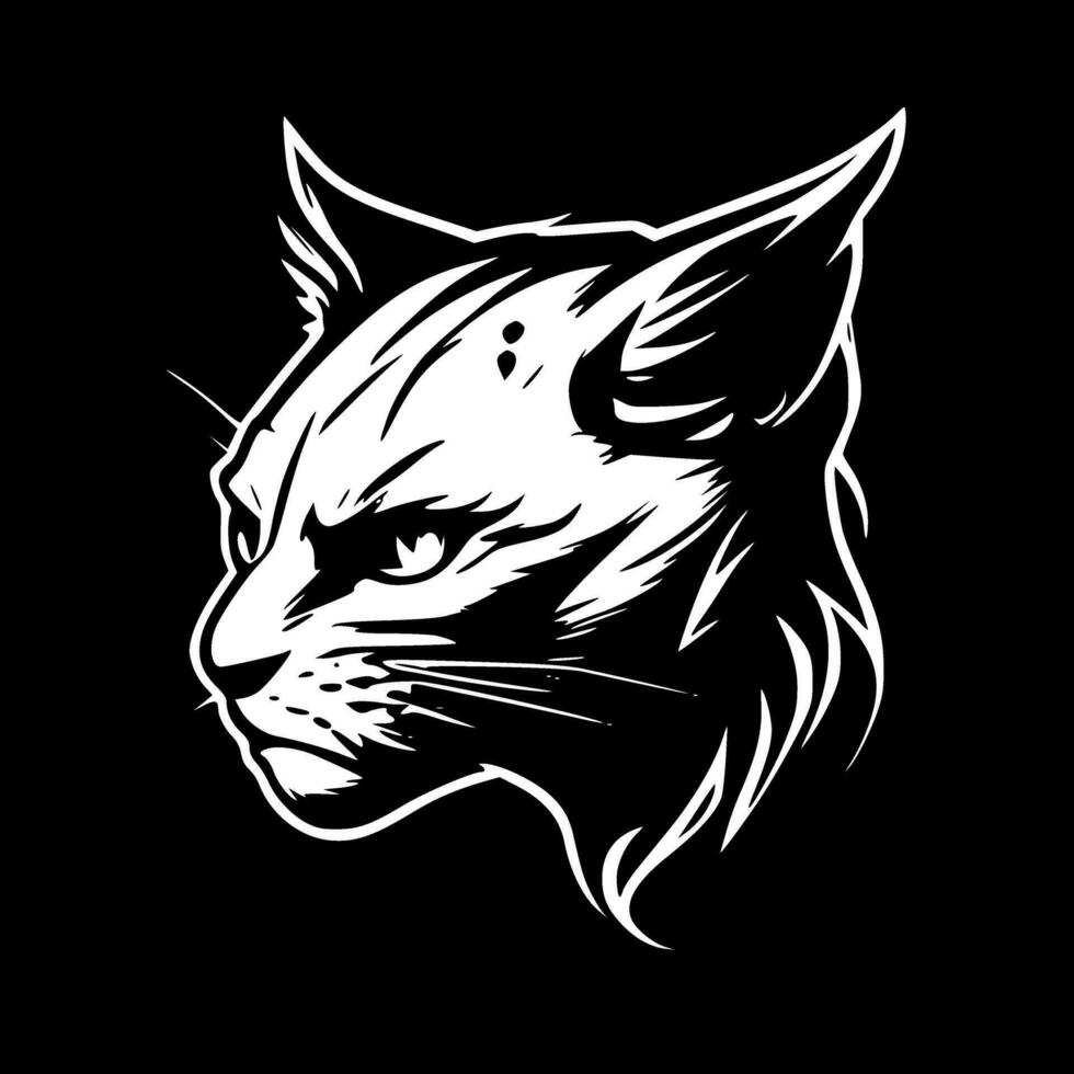 chat sauvage, noir et blanc vecteur illustration