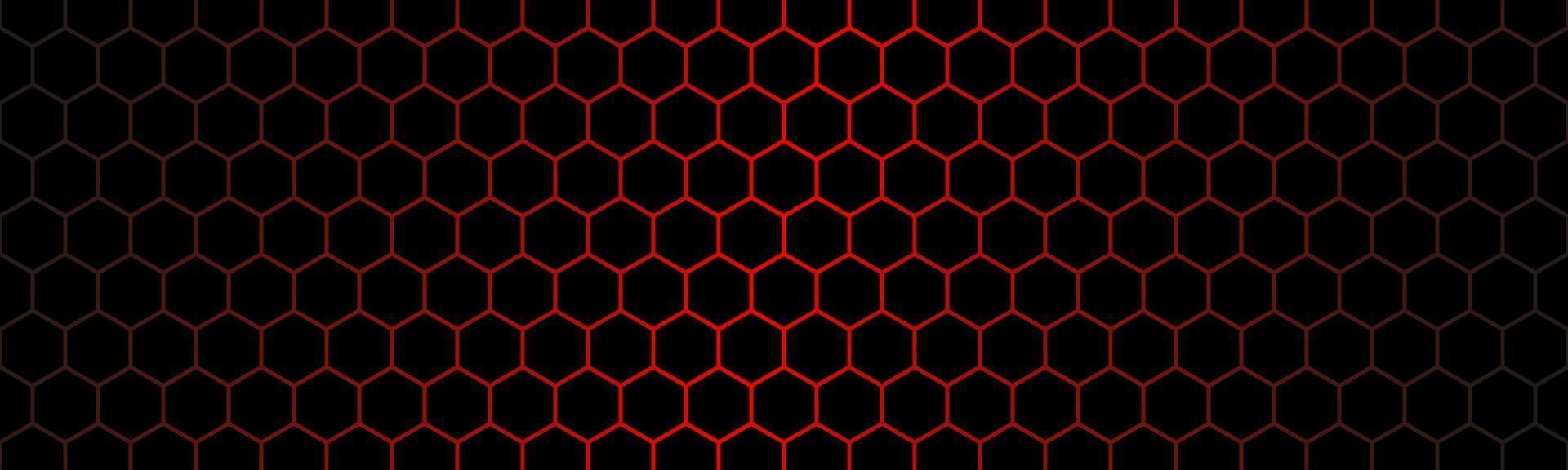 en-tête de technologie moderne sombre avec maille hexagonale rouge. bannière de texture géométrique en métal abstrait. fond de vecteur simple