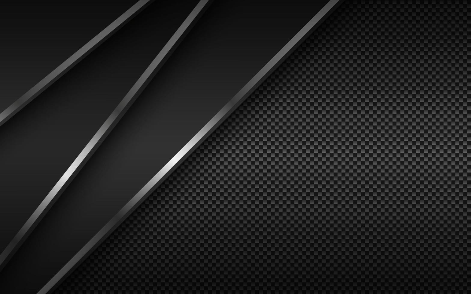 fond de matériau moderne noir avec des lignes argentées diagonales et une texture en fibre de carbone. conception pour votre entreprise. fond abstrait grand écran de vecteur