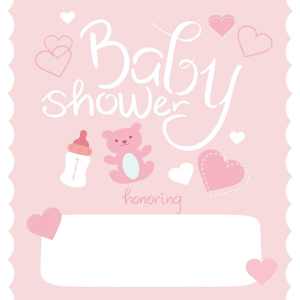 bébé douche invitation carte. honorer maman à être. mignonne nounours ours et cœurs vecteur