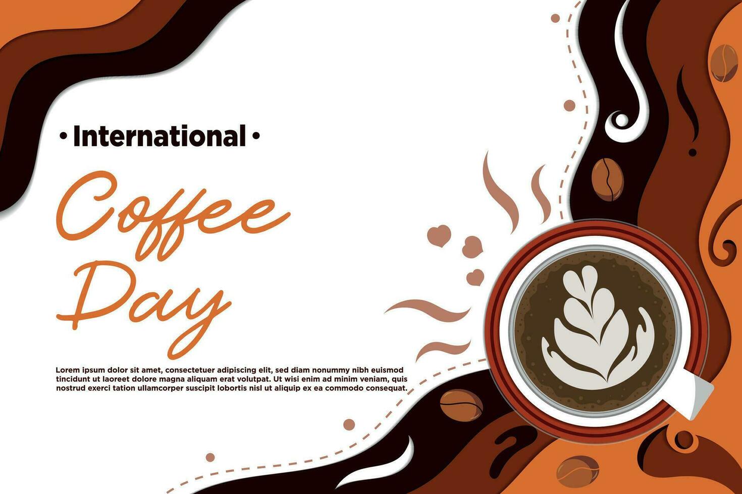 vecteur papier Couper international café journée avec mignonne style illustration