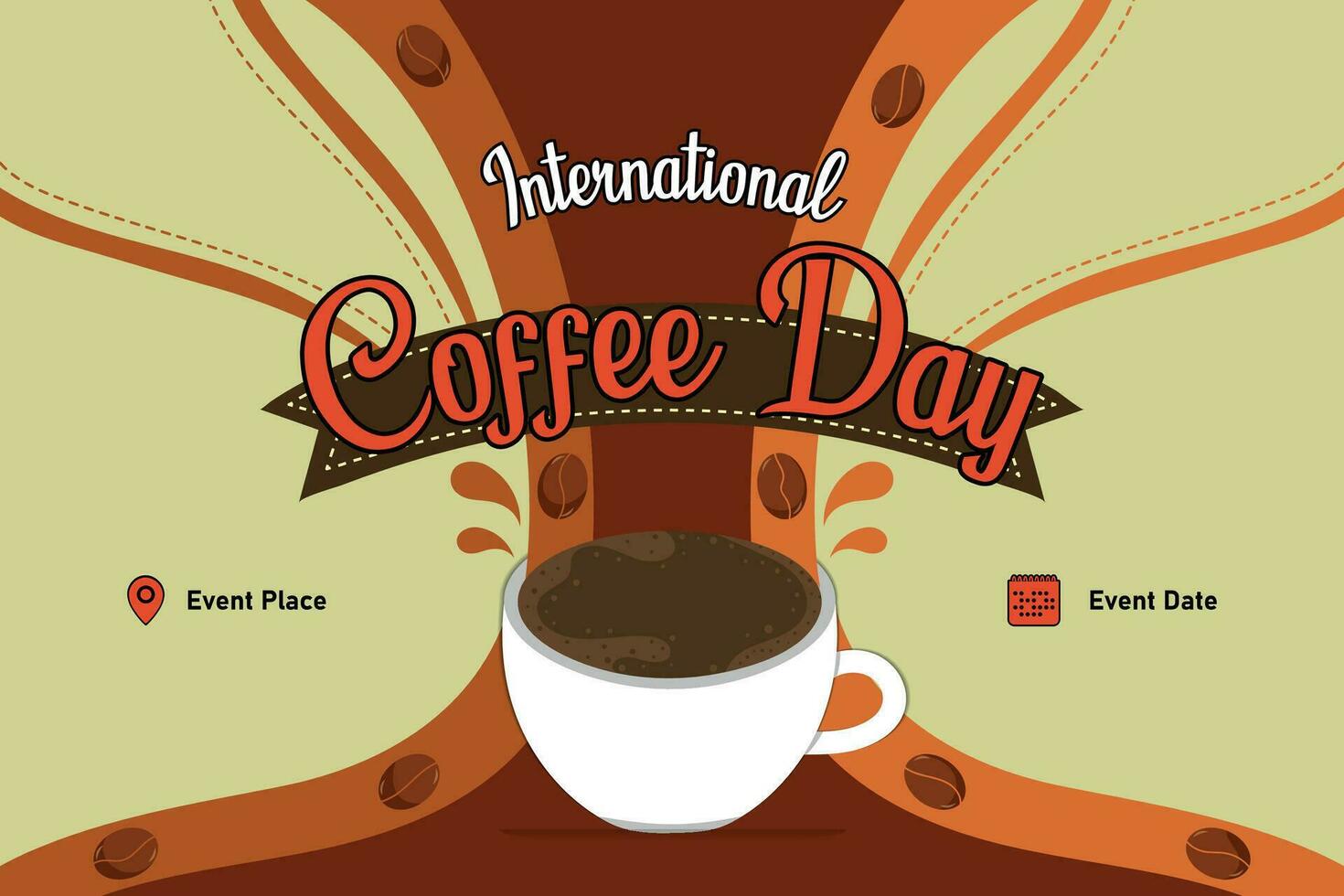 modèle international café journée avec rétro thèmes illustration vecteur