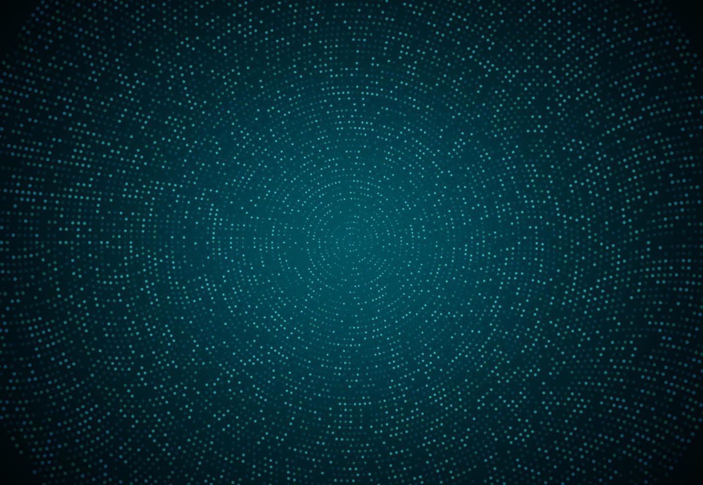 effet scintillant abstrait vert bleu brillant en demi-teinte avec motif radial à points et lumières rougeoyantes sur fond sombre. concept de technologie futuriste moderne. vecteur