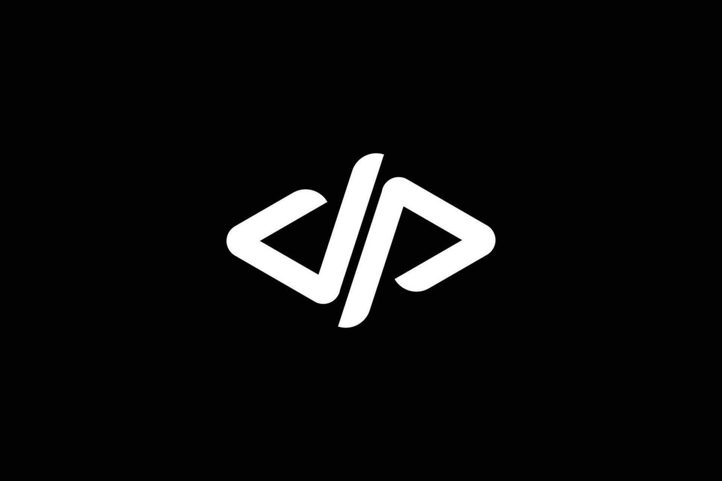 Créatif et professionnel initiale lettre ré p code logo conception modèle sur noir Contexte vecteur
