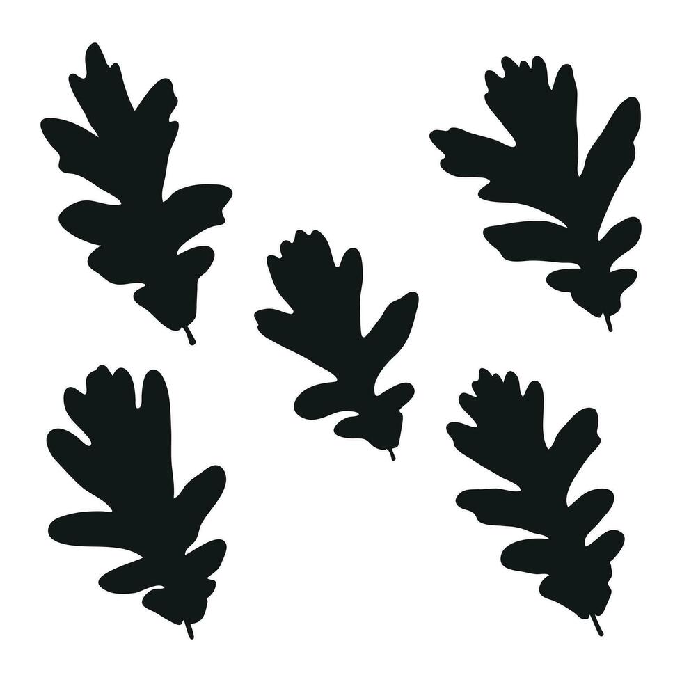 vecteur image de noir silhouettes de une réaliste forme de chêne feuilles. saisonnier décoratif Contexte