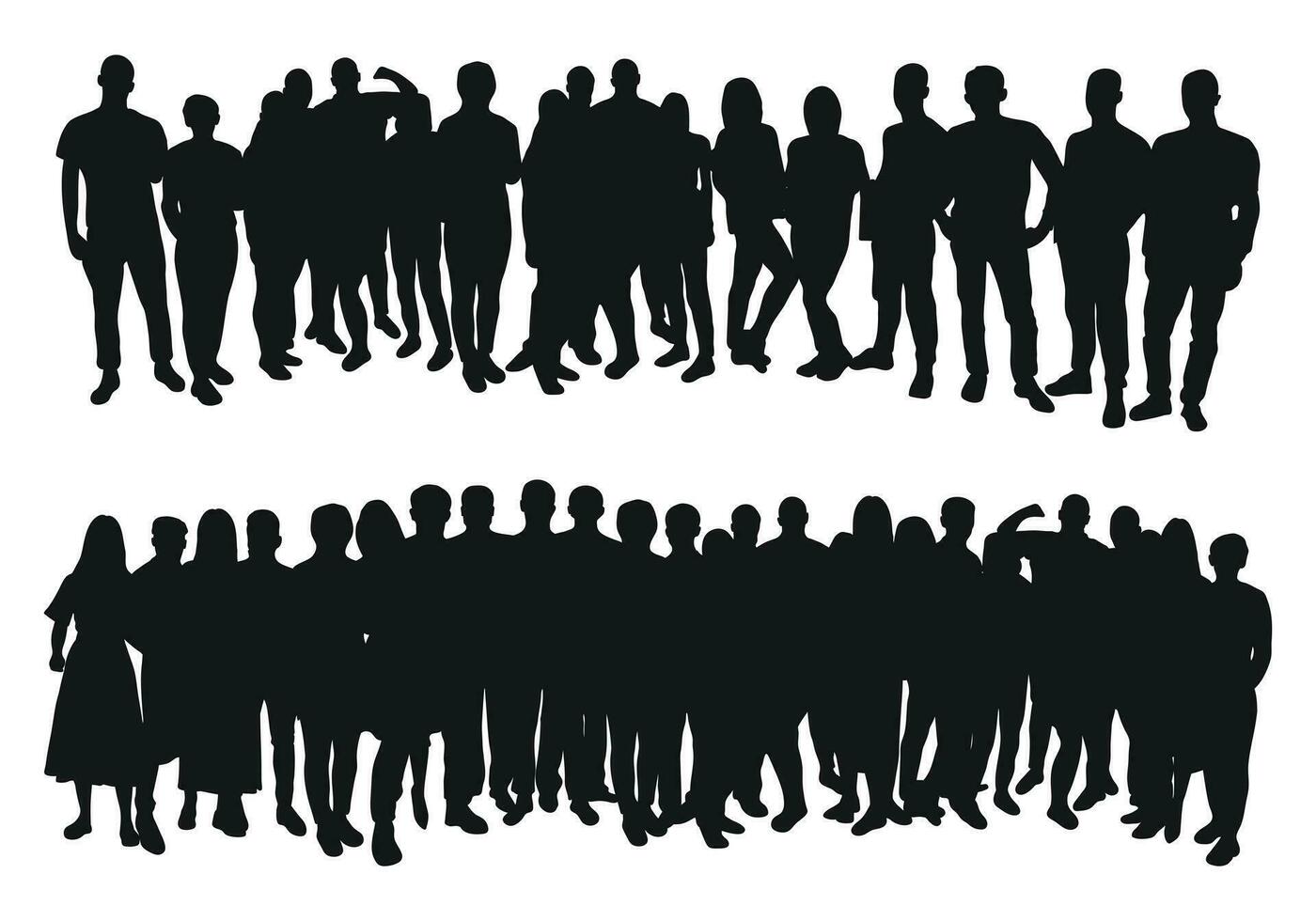 image de foule silhouette, groupe de personnes. ouvriers, public, bondé, entreprise, fonctionnement, travail en équipe vecteur