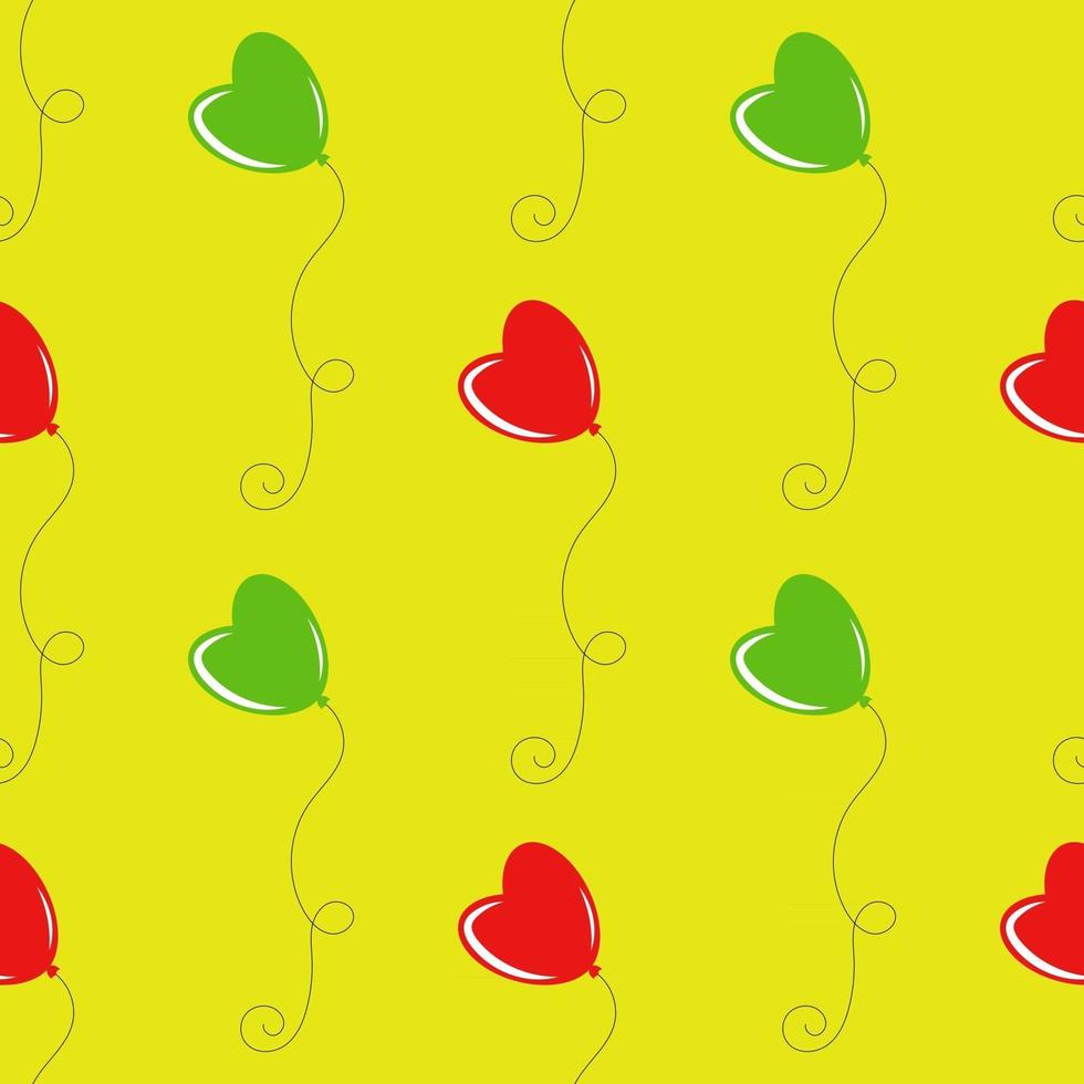 modèle sans couture de couleur de ballons rouges et verts sur fond jaune. illustration vectorielle plane simple. convient pour le papier peint, le tissu, le papier d'emballage, les couvertures. vecteur