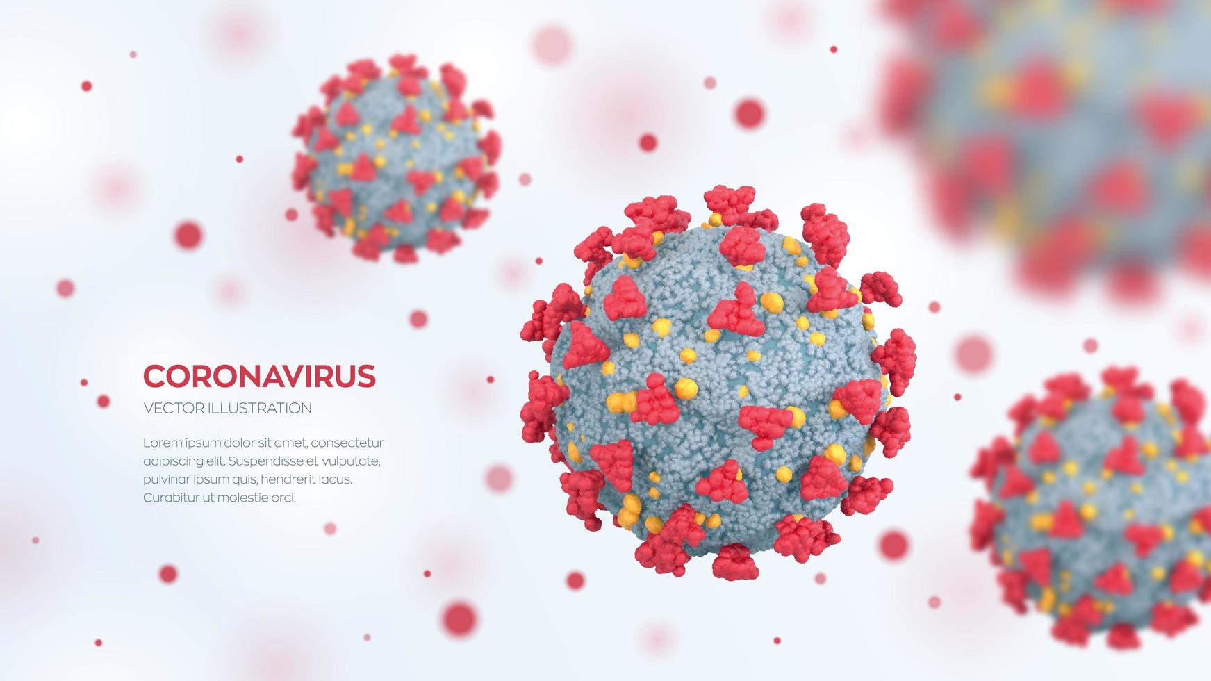 cellules de coronavirus covid-19. maladie dangereuse d'infection par le virus corona sous microscope. vue microscopique des cellules virales se bouchent. risque de pandémie et de contagion du sars. illustration réaliste 3D. vecteur