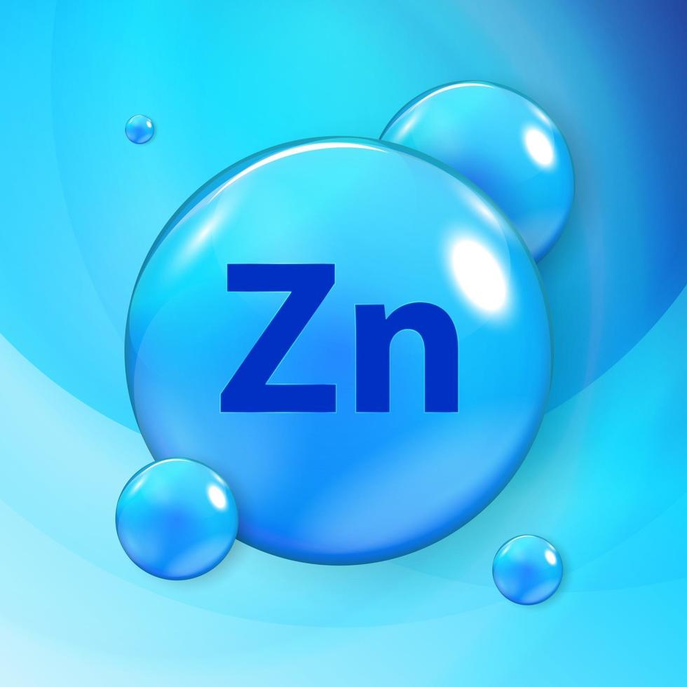 icône de capsule de pilule brillant bleu minéral zn zinc. illustration vectorielle vecteur