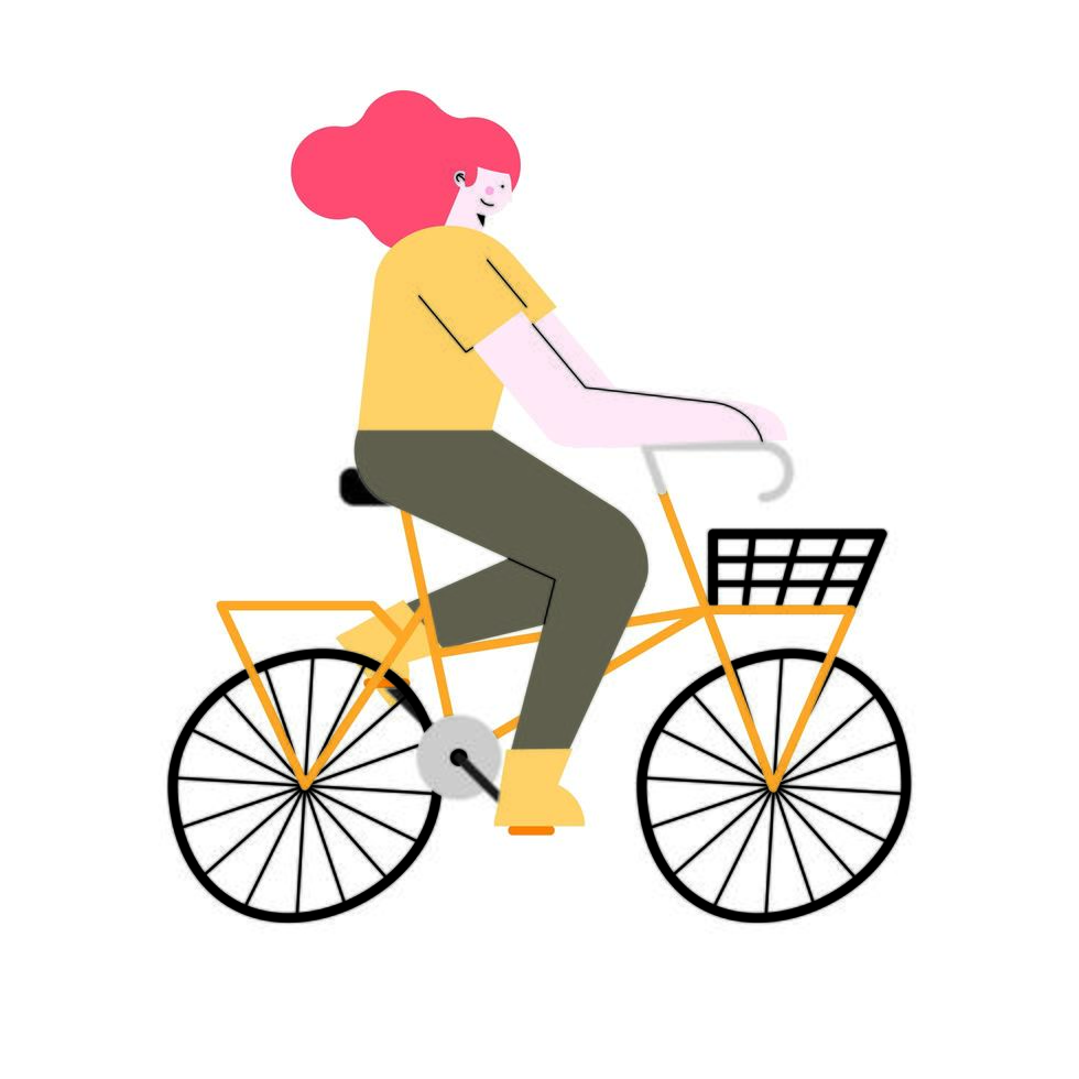 balade à vélo femme vecteur