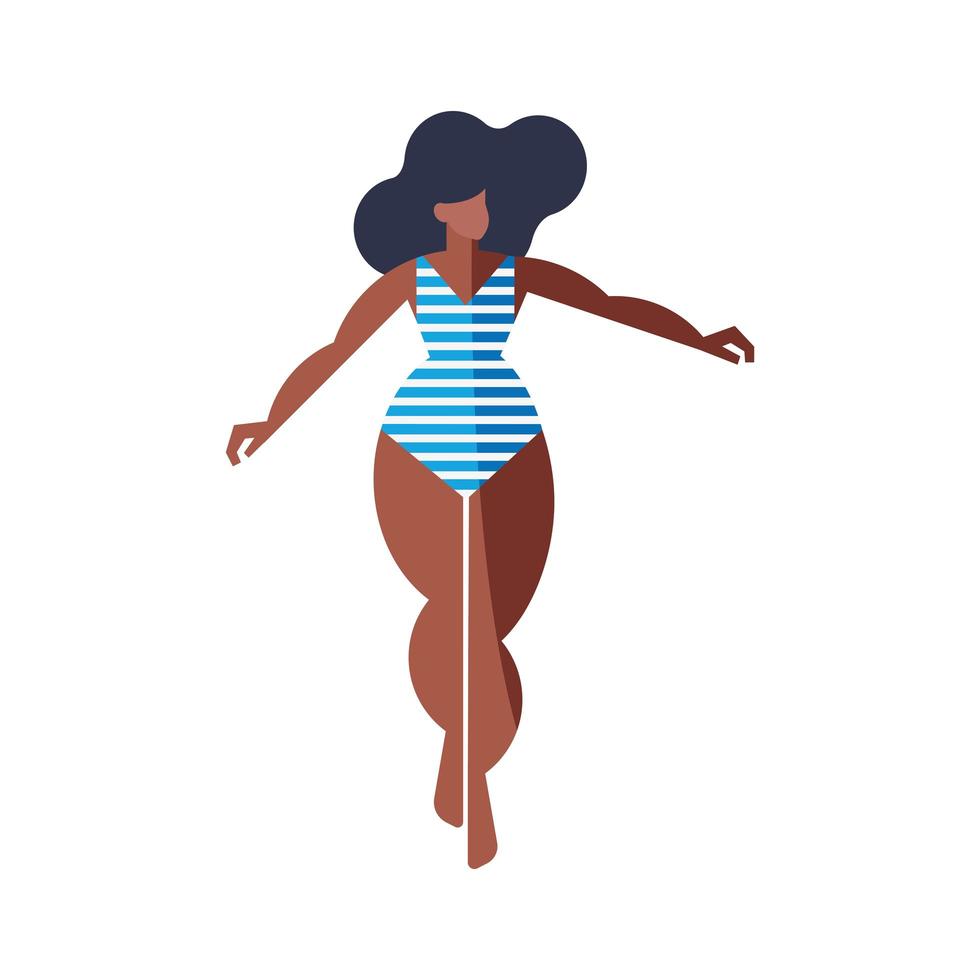 femme afro avec maillot de bain vecteur