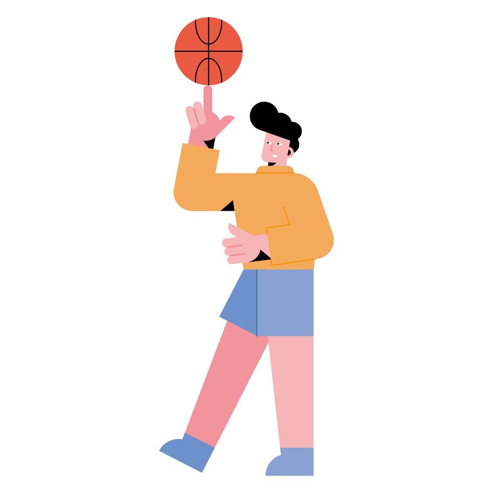 homme jouant au basket vecteur