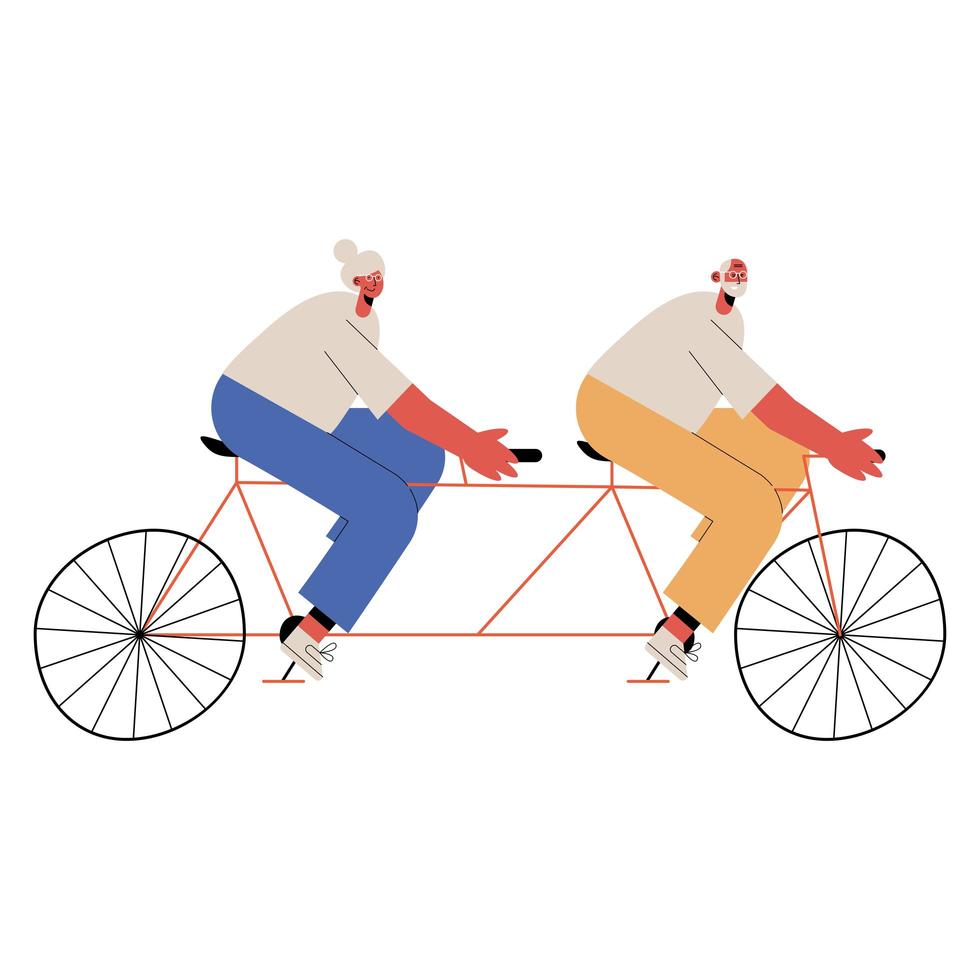 grands-parents à vélo vecteur