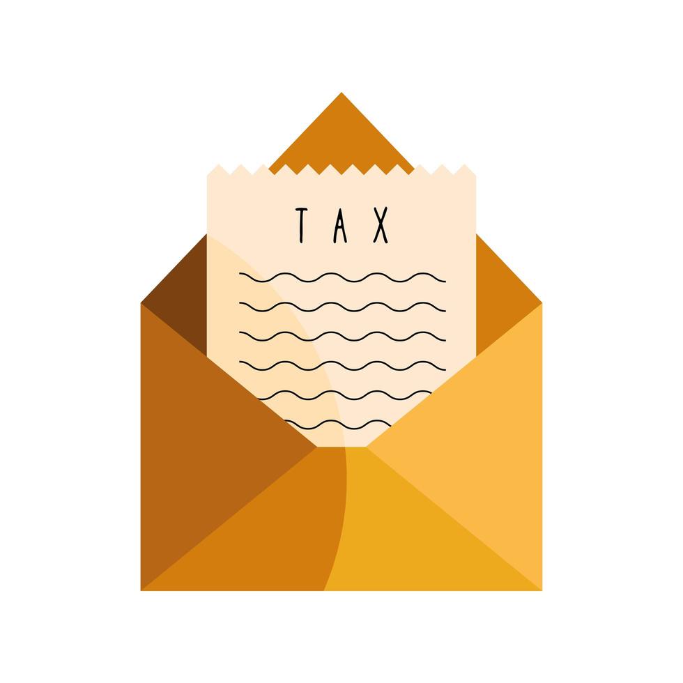 Document de reçu rtax dans l'icône d'enveloppe vecteur