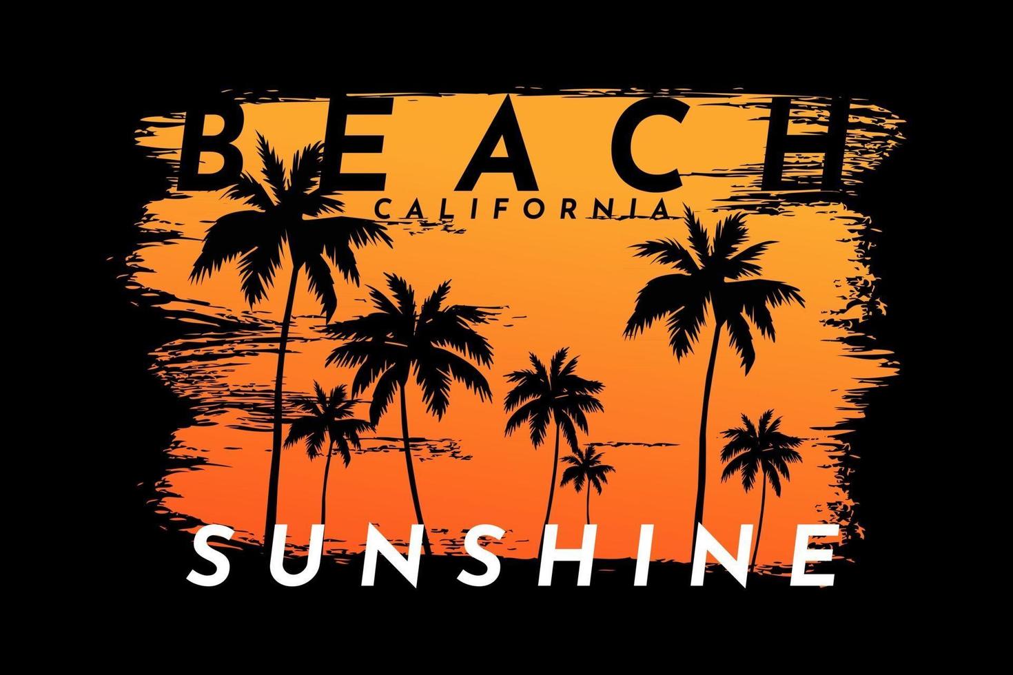 tee shirt californie coucher de soleil beau soleil brosse vintage vecteur