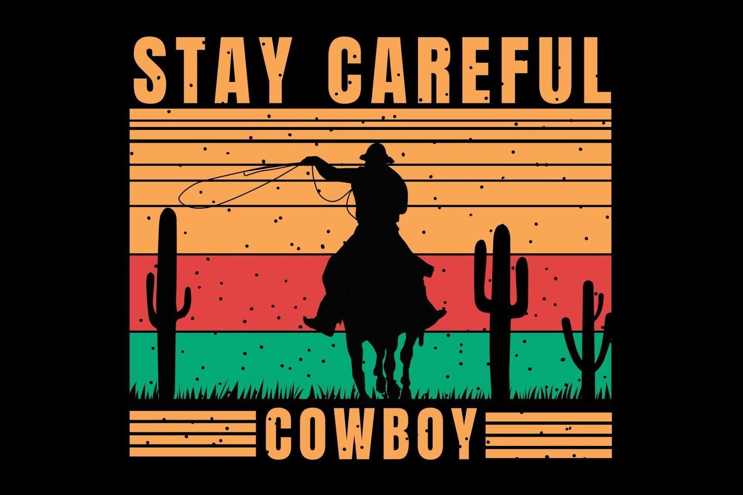 tee shirt silhouette cowboy cactus rétro vintage vecteur