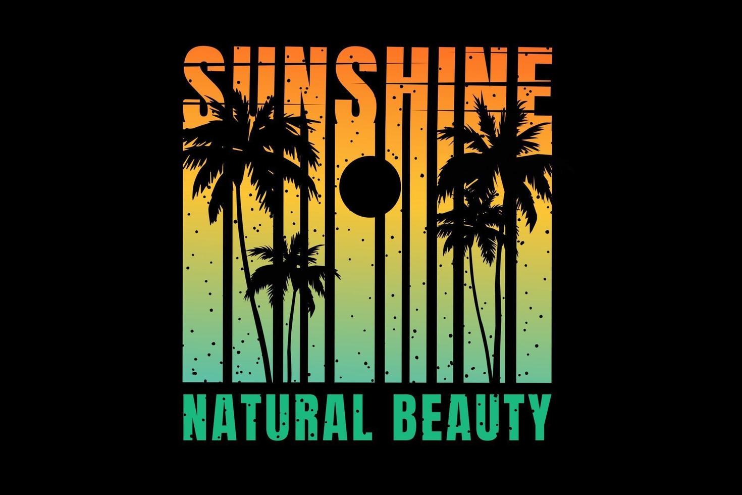 t-shirt typographie silhouette soleil beauté naturelle style rétro vecteur