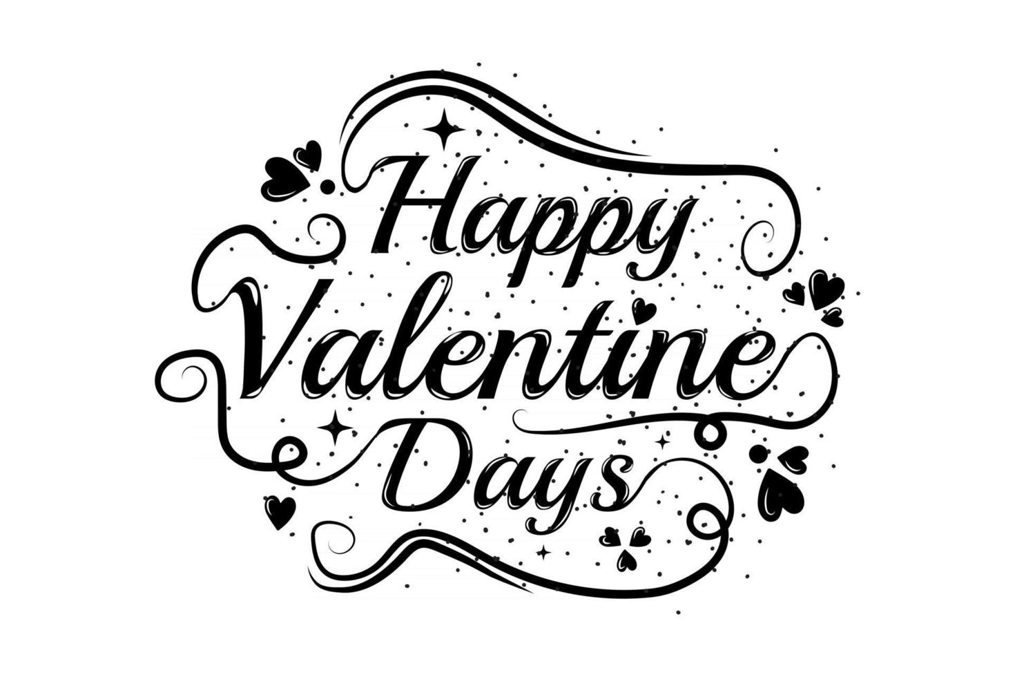 tee shirt titre happy valentine days line love couleur noir et blanc vecteur