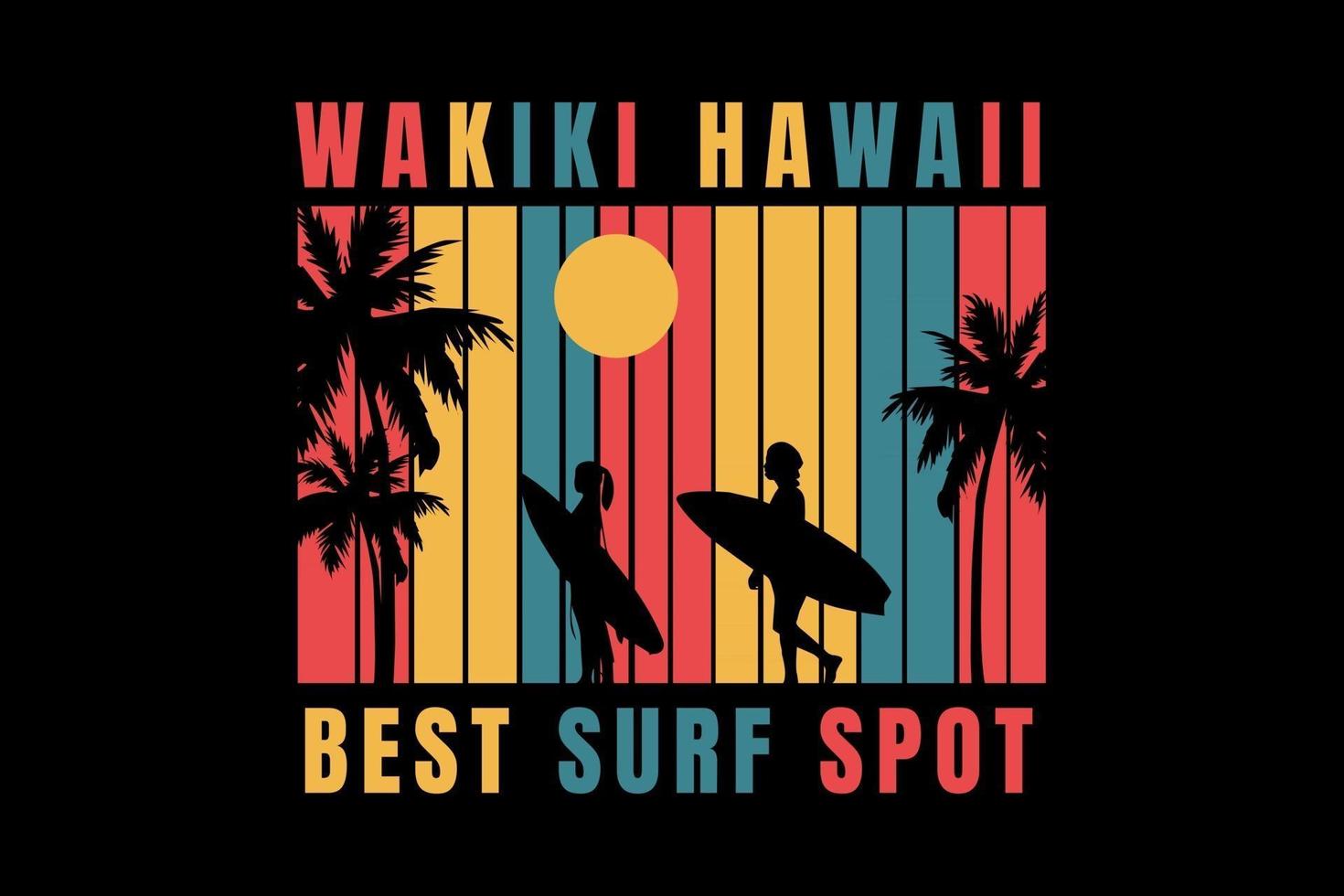 t-shirt surf sur la plage hawaii meilleur spot de surf vecteur